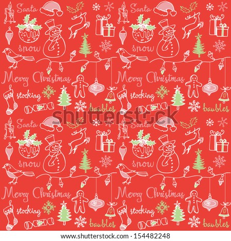 Christmas icons doodle seamless background