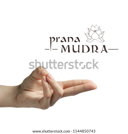Prana mudra. Yogic hand gesture on white isolated background. Royalty-Free Stock Photo #1544850743