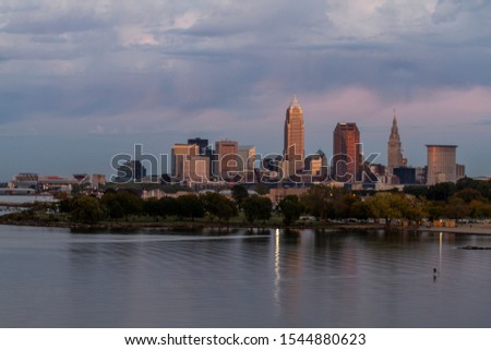 Cleveland Ohio at Sunset Fall