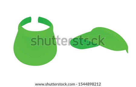 Green long visor cap. vector illustration