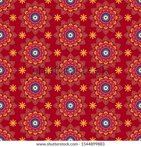 Colorful ethnic floral ornament. Folk native seamless pattern with flowers. Scandinavian background illustration