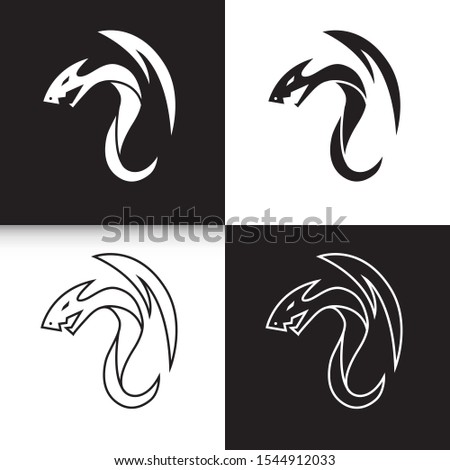 Dragon Head Line Art Bold Brand Logo Icon Modern Abstract Illustration Vector Sign Symbol Modern Simple business, company, office, corporate