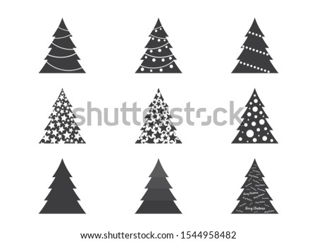 set of Christmas tree icon. Christmas and New Year design element. isolated vector image of stylized fir tree.