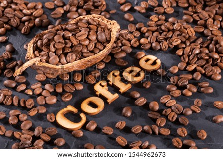 Coffea - Roasted Coffee Beans. Text space