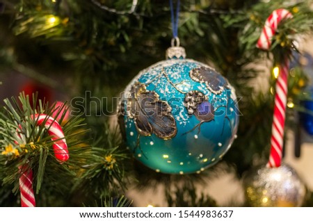 a festive Christmas wonderful glass toys isolated on background, Christmas tree ornament for the new year