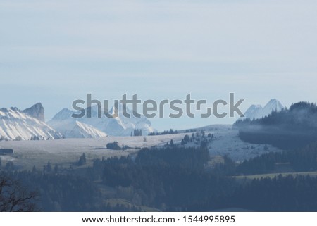 scenic mountains and hills in winter time
