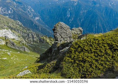 Landscape from hiking trail from Kupen peaks to Orlovets peak, Rila Mountain, Bulgaria