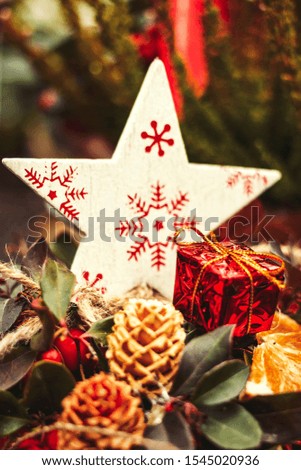 christmas star and red gift xmas decoration