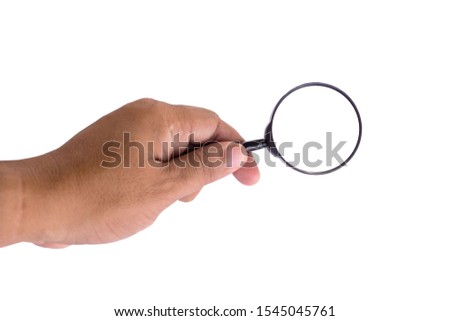 Hand held, magnifying glass, illustration for use That separates from the background clipping part