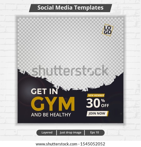 Modern template web and banner post for social media ad, design for fitness and gym ads