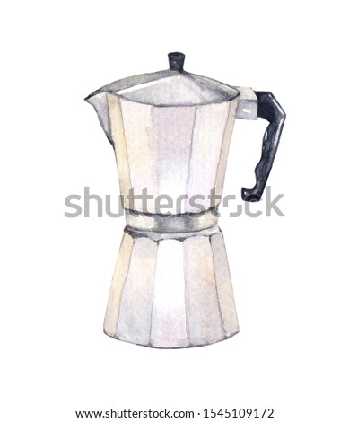 Moka pot coffee machine watercolour clip art