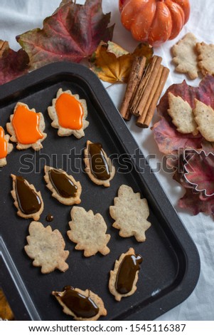 autumn leaves and home made autumn cookies