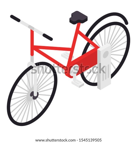 Red bicycle icon. Isometric of red bicycle vector icon for web design isolated on white background