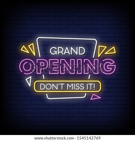 Grand Opening Neon Signs Style Text vector