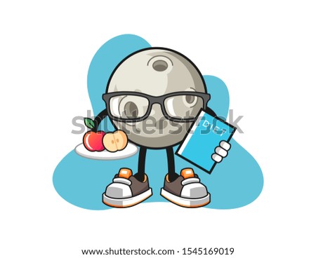Moon dietitian cartoon. Mascot Character vector.