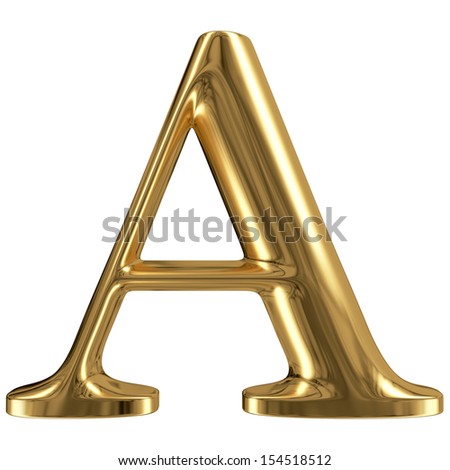 Golden font type letter A, uppercase