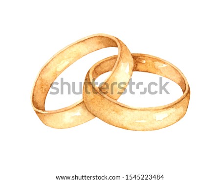 Wedding ring watercolour clip art for invitation or greeting cards