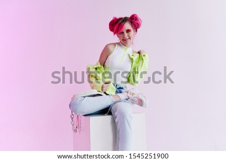 young woman with beautiful smile model looking at camera girl