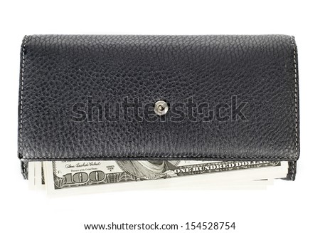 USA dollars in wallet, isolated on white background