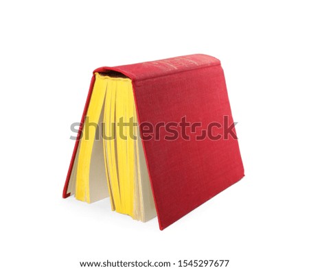 Color old hardcover book on white background