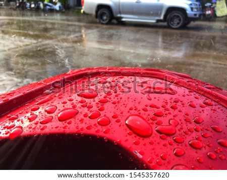 Water droplets caused by rain