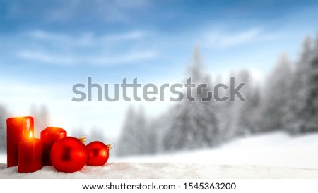 Winter background of snow with free space for your decoration and blurred background of forest with snow and ice. 
