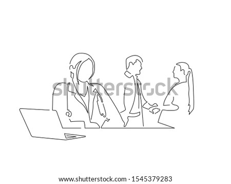 Doctors isolated line drawing, vector illustration design. Medicine collection.