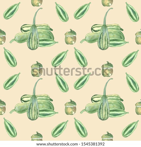 Watercolor pumpkins pattern. Can be used as postcard, as texture for textile, as wrapping paper