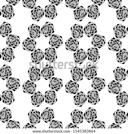 Monochrome seamless background. Simple flat floral motif . Suitable for fabrics. Vector outlines and silhouettes.