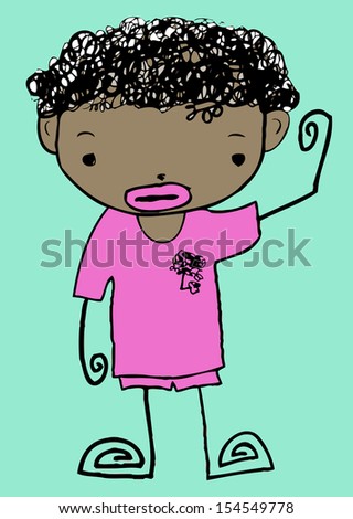 Cute cartoon boys and girls clip art illustration  and drawing in Jaidee family style