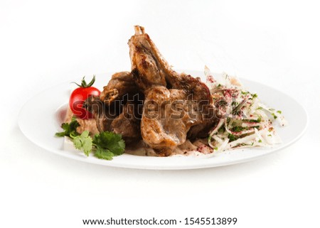 grilled meat for a restaurant on a white background