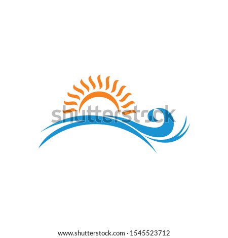 colorful sun waves horizon symbol vector