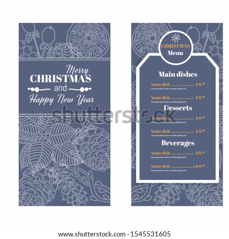 Merry Christmas Menu card templates vector illustration. Christmas menu template.