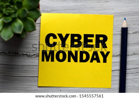 Cyber monday business text concept