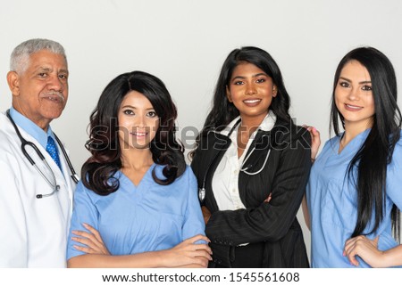 A group of minority doctors and nurses working at a hospital