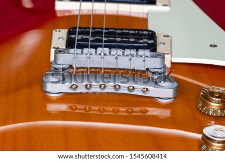 
close up of a vintage guitar