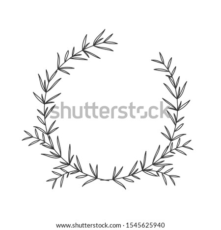 Christmas floral hand drawn wreath on white background