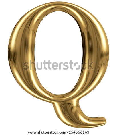 Golden font type letter Q, uppercase
