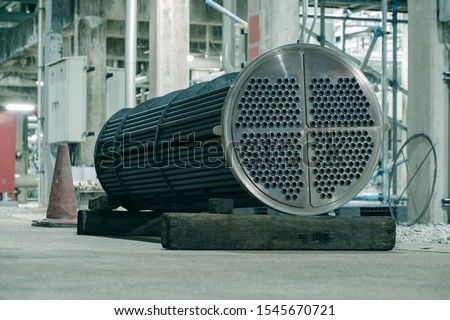 Heat exchanger shell and tube repairing in factories of petrochemical industrial Royalty-Free Stock Photo #1545670721