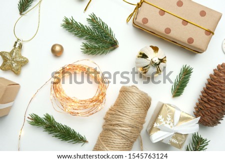 Merry Christmas and Happy New Year. White background