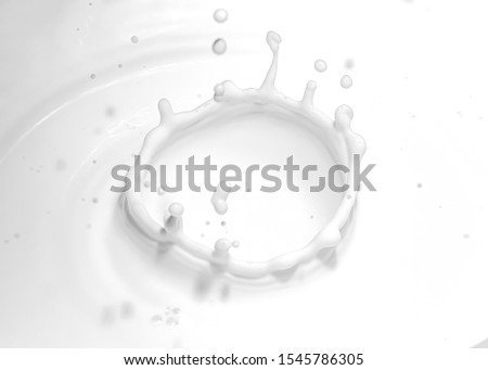 Milk shake cream splashing. Motion wave pouring of White drink water falling drop on white gray background texture.