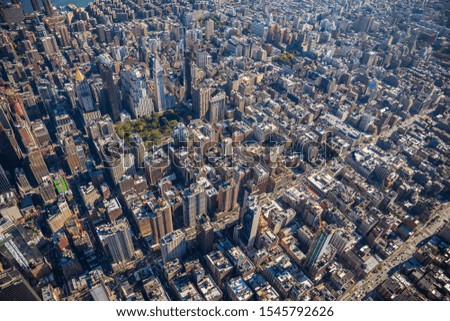 Aerial view to New York City Skylines from Helicopter