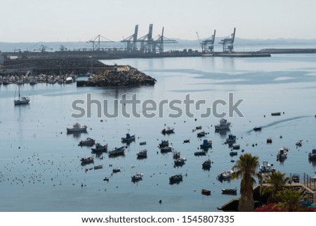 Sight of the City of Sines, Beach Vasco of Gamma and the fishing port, Alentejo, Portugal