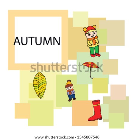kids,boys and girls on a autumn background, illustration, vector