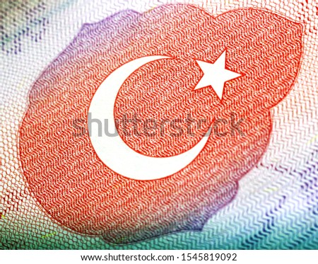 Turkish Flag on a Turkish passport empty page