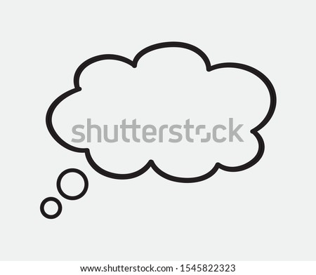Silhouette think bubble isolated on gray background. Trendy think bubble in flat style. Dream cloud template for social network and label. Creative thought balloon. Dream cloud vector