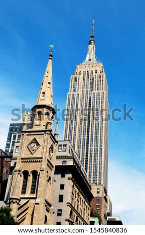 Empire State Building View from the Street with Church