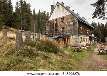 Beskid Zywiecki, Poland, October 8, 2019: Mountain Tourist Hostel on Hala Lipowska in the Beskid Zywiecki mountains, Poland