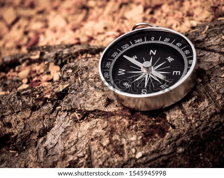 Compass on the wooden background in journey.