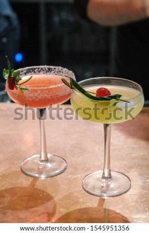Colourful Cocktails at a Bar